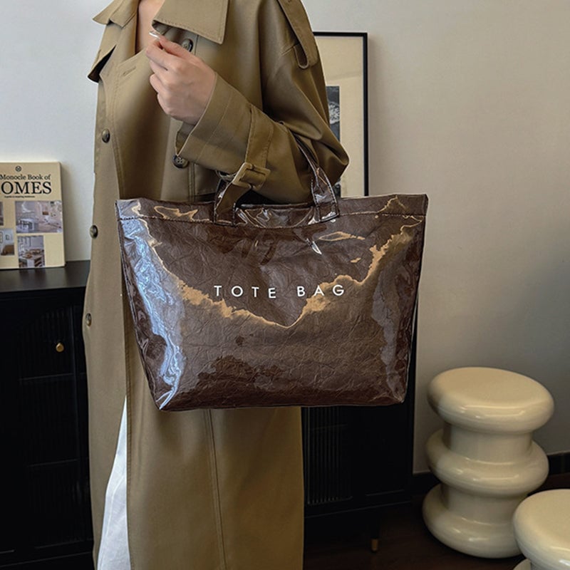 Damen Tragetasche | Große Tragetasche | Stylisch & Funktional | Kraftpapier & Polyester