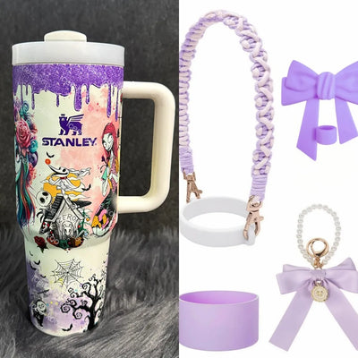 Leuchtender Tumbler Jack & Sally | Leuchtender Becher 1200 ml | Isoliert & Doppelwandig | Halloween & Weihnachts Edition