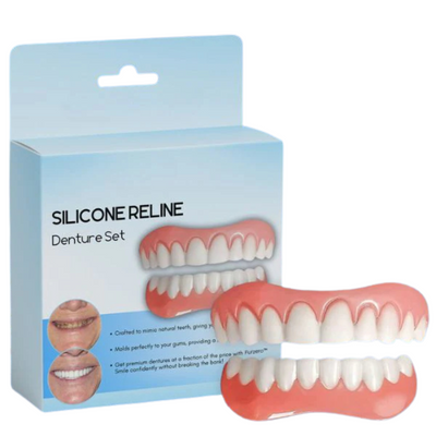 PerfektesLächeln Zahnveneers | Makelloses Lächeln | Wiederverwendbar | 1+1 Gratis | Für Ober- & Unterkiefer