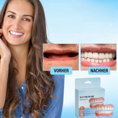 PerfektesLächeln Zahnveneers | Makelloses Lächeln | Wiederverwendbar | 1+1 Gratis | Für Ober- & Unterkiefer