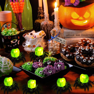 Halloween LED Kürbislampe mit Spinne | Warmweißes Licht | Batteriebetrieben & Sicher | Deko für Innen & Außen