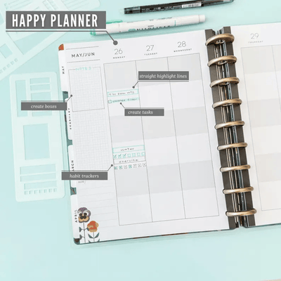 Planer Schablonen Set | Wiederverwendbare Mylar Vorlagen für Bullet Journals | 5mm Punktraster | Kreative Organisation
