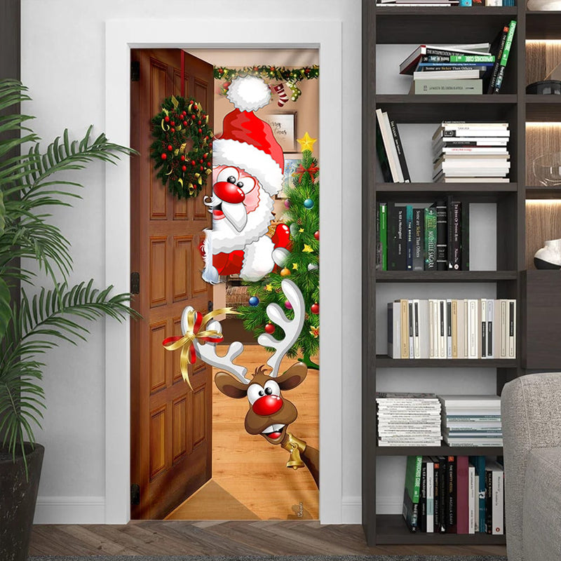 Weihnachts Türdekoration | Stoff Türcover | Waschbar & Wiederverwendbar