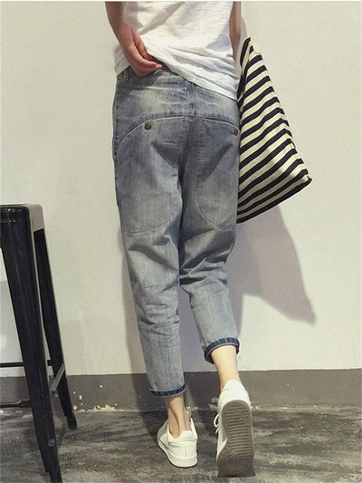 Graue Verkürzte Jeans Für Damen | Verwaschen
