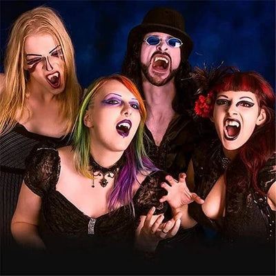 Halloween Vampirzähne mit automatischem Einzug | Realistische Eckzähne | Wiederverwendbare Cosplay-Prothese