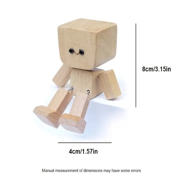Holzfigur | Handgefertigtes Wackel-Dekoobjekt | 12 magnetische Gesichtsausdrücke | Auto & Schreibtisch