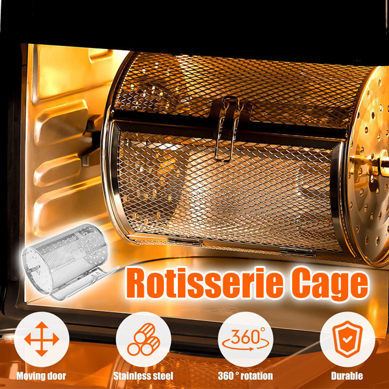 Rotierender Edelstahl-Backkäfig | 360° Heißluftfritteusen-Röstkorb | Gleichmäßiges Backen ohne Umdrehen