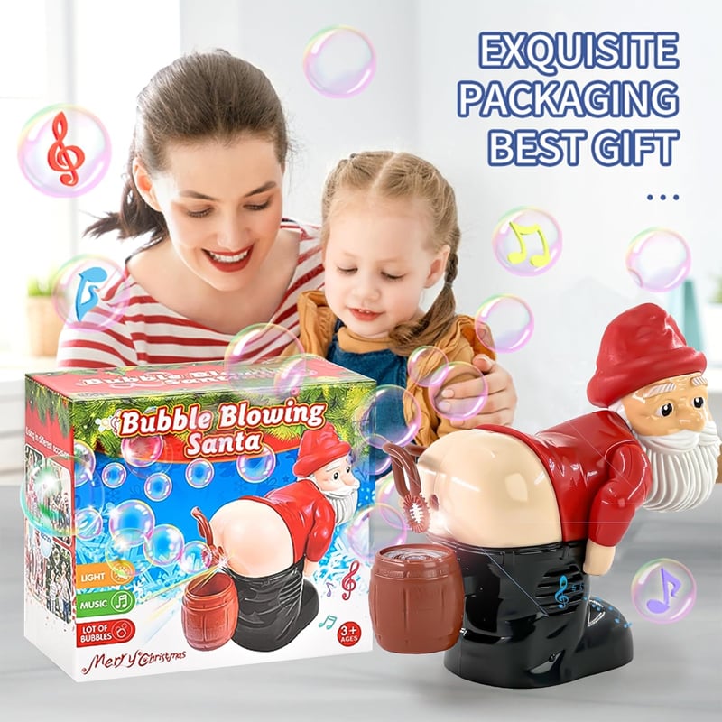 Weihnachts Seifenblasenmaschine | Santa Design | Mit Licht & Musik | Lustige Weihnachtsdeko