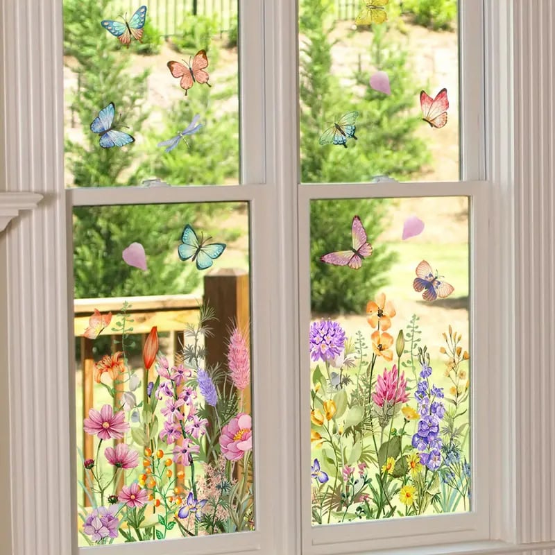 1+1 Gratis | FloralesAbziehbild™ Charmante Fensterdekoration