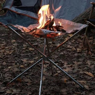 Faltbare Feuerstelle aus Edelstahl | Leicht & Tragbar | Camping Feuerkorb mit Netz & Tragetasche | Für Outdoor & Garten