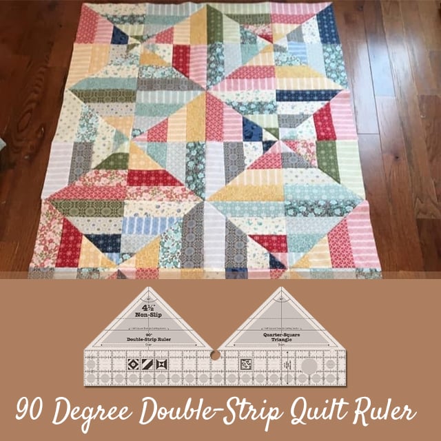 Patchwork Lineal 90° Doppelstreifen | Präzises Quilten | Zuschneiden von Dreiecken & Trapezen