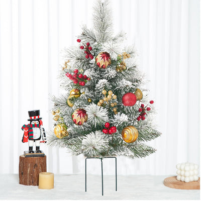 Weihnachtliche Urnen-Deko mit LED-Lichtern | Realistische Tannenzweige & Beeren | Innen- und Außenbereich