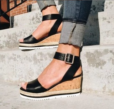Elza | Damen Keilsandalen mit Schnalle