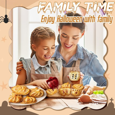 Halloween Gebäckpresse Set | 3 Formen Kürbis, Apfel & Eichel | Ausstecher & Teigpresse