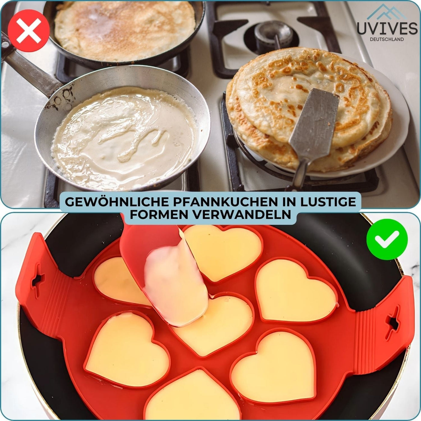1+1 Gratis | Pfannkuchenform aus Silikon | Antihaft & Hitzebeständig | Kreativer Pfannkuchenmacher