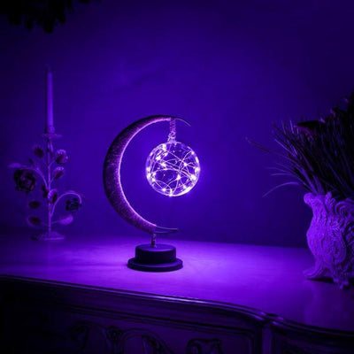 LED-Mondlampe | Handgefertigte Sichelmond-Tischlampe mit warmem Stimmungslicht & stabilem Metallsockel