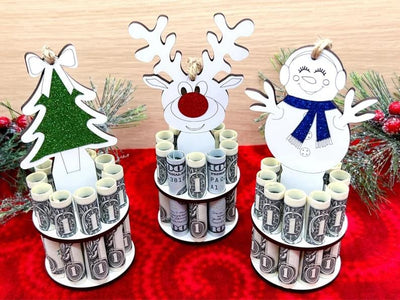 Weihnachts Geldhalter Anhänger | Holz Ornament zum Aufhängen | Kreatives Geschenk für Kinder