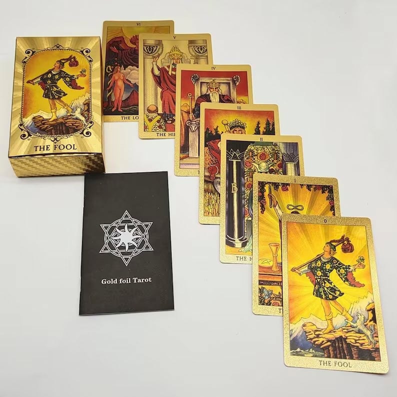 Tarotkarten Set | 78 Karten mit Anleitung | Goldprägung & Premium-Box