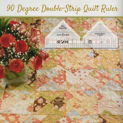 Patchwork Lineal 90° Doppelstreifen | Präzises Quilten | Zuschneiden von Dreiecken & Trapezen