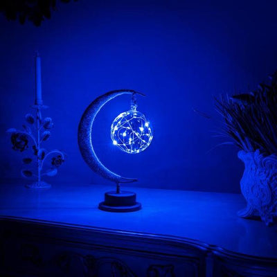 LED-Mondlampe | Handgefertigte Sichelmond-Tischlampe mit warmem Stimmungslicht & stabilem Metallsockel