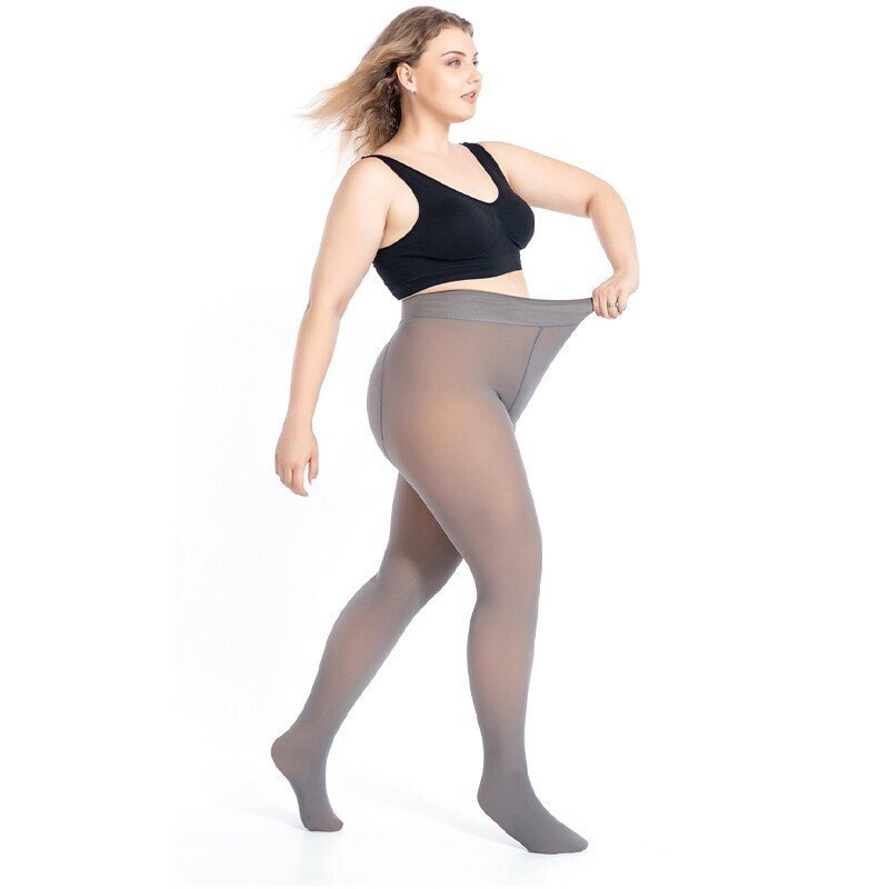 Damen Thermo-Strumpfhose | Transparent Look | Mit Fleecefutter | Figurformend