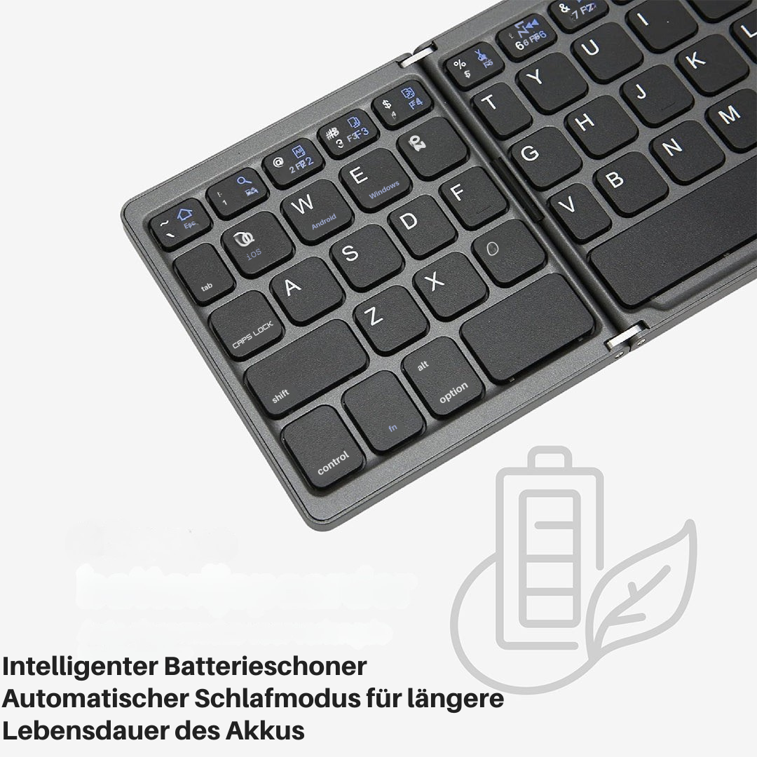 Mini Bluetooth Tastatur faltbar | Kompakt & Leicht mit Touchpad | 20h Akku | Für Windows, Mac, Android & iOS