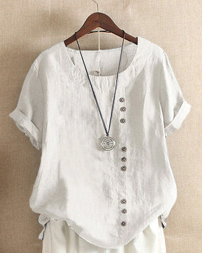 Kurzärmlige Sommerbluse Für Damen | Rundhalsausschnitt