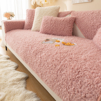 Gemütliche Plüschverdickung Anti-Rutsch Sofa-/Bänkeüberwurf