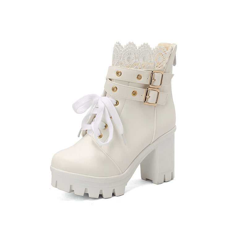 Cozenia™ | Modische Schnürstiefel mit stabilem Absatz