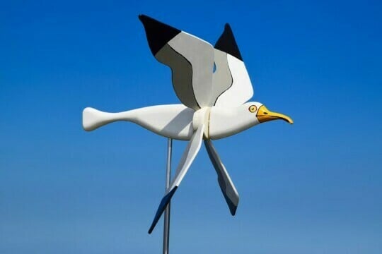 Handgefertigtes Windspiel Vogel-Windmühle | Gartendeko mit Edelstahl-Stab | Verschiedene Designs