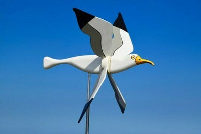 Handgefertigtes Windspiel Vogel-Windmühle | Gartendeko mit Edelstahl-Stab | Verschiedene Designs