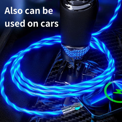 Schnellladekabel mit LED-Lichteffekt | 540° drehbarer Stecker | USB Kabel mit Schnellladung