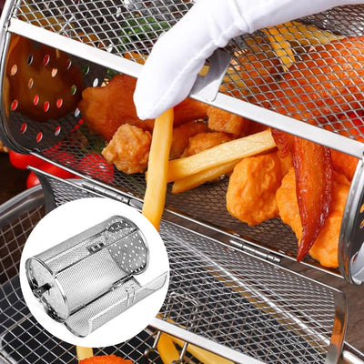 Rotierender Grillkorb | Für Grill & Heißluftfritteuse | Gemüse, Fleisch & Nüsse rösten