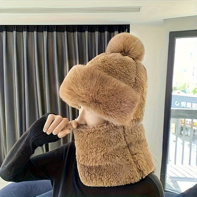 Winterfleece Mütze & Schal Set | Weich & Warm | Mit Pompon | Für Damen