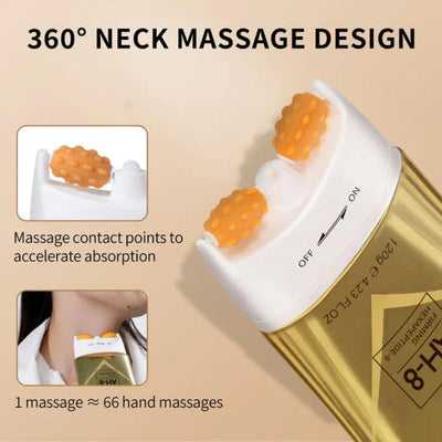 Halscreme mit 360° Massage-Roller | Straffend mit AH-8 Komplex, Ceramiden & Allantoin | Auslaufsicher