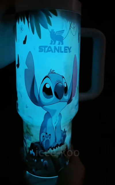 Leuchtender Tumbler Jack & Sally | Leuchtender Becher 1200 ml | Isoliert & Doppelwandig | Halloween & Weihnachts Edition