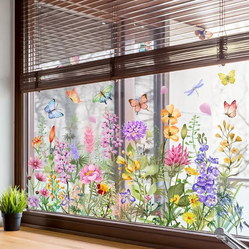 1+1 Gratis | FloralesAbziehbild™ Charmante Fensterdekoration