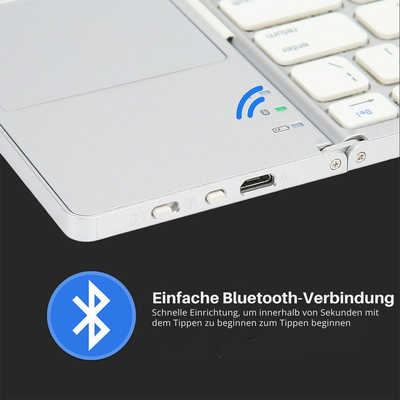 Mini Bluetooth Tastatur faltbar | Kompakt & Leicht mit Touchpad | 20h Akku | Für Windows, Mac, Android & iOS