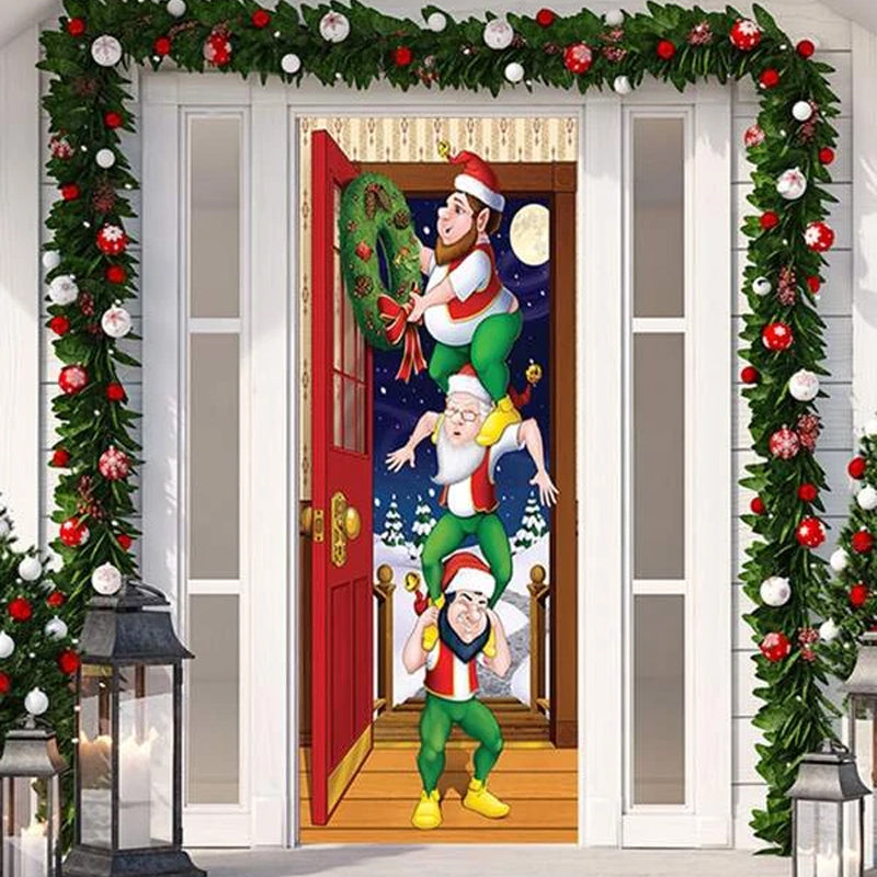 Weihnachts Türdekoration | Stoff Türcover | Waschbar & Wiederverwendbar
