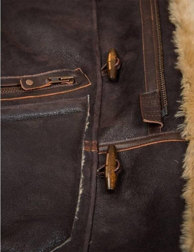 Herren Parka B-7 | Lammfell | Abnehmbare Kapuze mit Waschbärfell | Winterjacke
