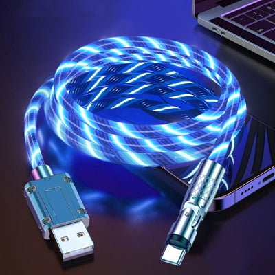Schnellladekabel mit LED-Lichteffekt | 540° drehbarer Stecker | USB Kabel mit Schnellladung