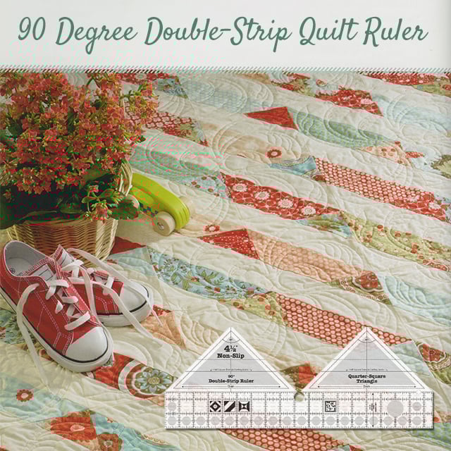 Patchwork Lineal 90° Doppelstreifen | Präzises Quilten | Zuschneiden von Dreiecken & Trapezen
