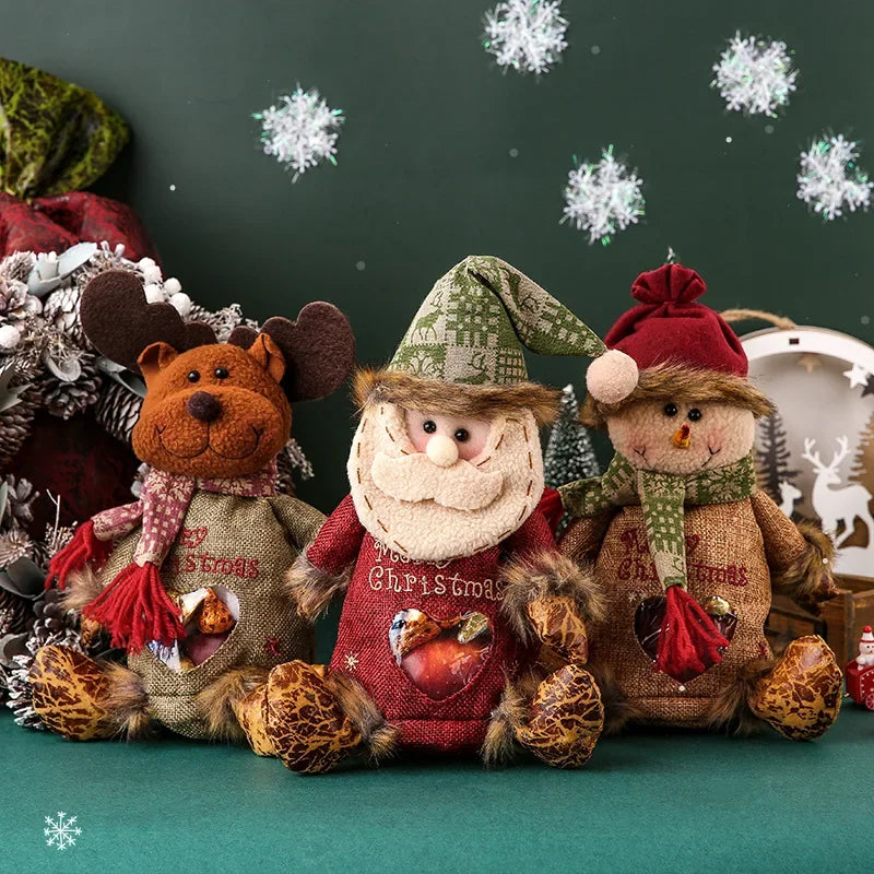 Weihnachtliche Geschenkbeutel | Wiederverwendbare Geschenkverpackung mit Santa & Schneemann Design