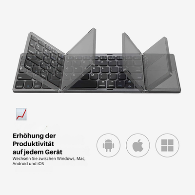 Mini Bluetooth Tastatur faltbar | Kompakt & Leicht mit Touchpad | 20h Akku | Für Windows, Mac, Android & iOS