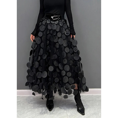Damen Vintage Gepunkteter Maxi Rock | Hochtailliert