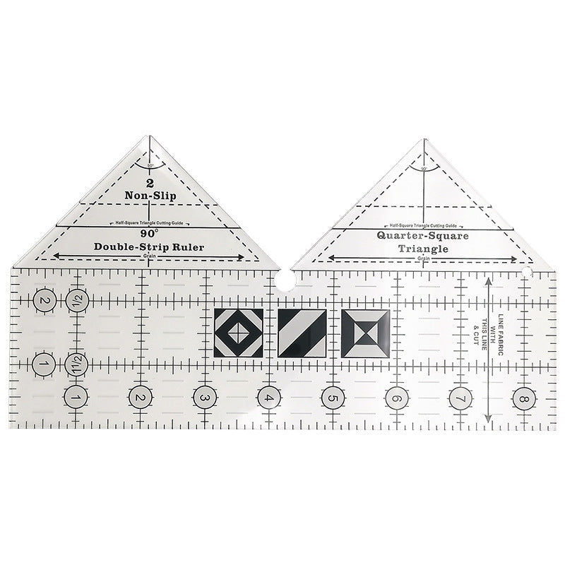 Patchwork Lineal 90° Doppelstreifen | Präzises Quilten | Zuschneiden von Dreiecken & Trapezen
