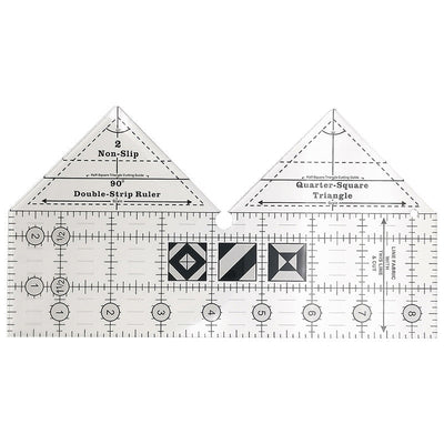 Patchwork Lineal 90° Doppelstreifen | Präzises Quilten | Zuschneiden von Dreiecken & Trapezen