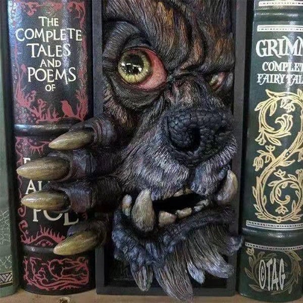 Bücherregaldekoration | Fantasy-Horror Werwolf | Bücherregaleinsatz & Blickfang