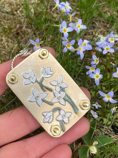 Mikro-Blumenpresse | Handgefertigt aus Silber & Messing | Inkl. 10 Blätter Herbarium-Papier