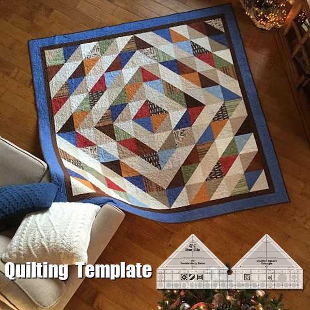 Patchwork Lineal 90° Doppelstreifen | Präzises Quilten | Zuschneiden von Dreiecken & Trapezen
